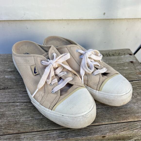 Vintage Y2K Nike Hermosa Tan Beige Canvas Platform Slides Mules Size 9.5 - Picture 3 of 8